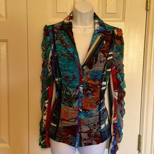 Alberto Makali Multi-Color Embellished Jersey Jacket Size-M